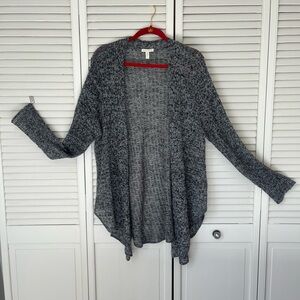 Eileen Fisher Woman Drape Front Waterfall Open Cardigan Marled Gray Size 1X